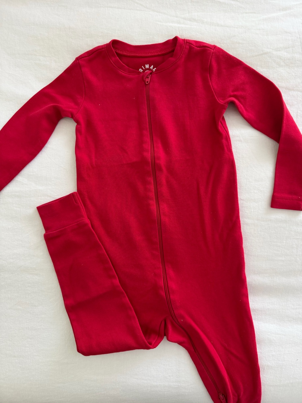 Primary The Baby Organic Cotton Zip Sleep Romper - Cherry Red - Size 18-24M